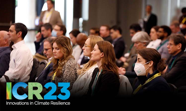 Photo: people in the crowd listening to a presentation at the innovations in climate conference