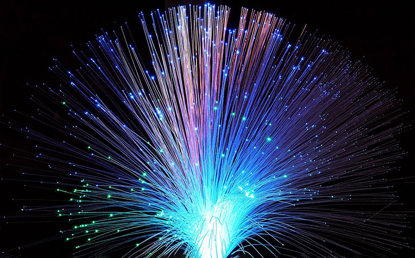 Photo: Fiber optic cables glowing