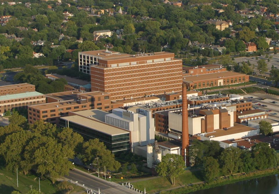 alt= an aerial shot of battelle's headquarters in columbus ohio