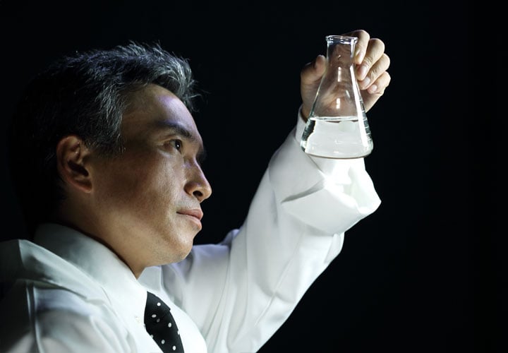 test-image1 Photo: Battelle analytical chemist researching PFAS in a flask