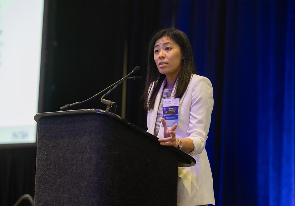 Photo: Tammy Ma speaking at the 2023 innovations in climate resilience conference