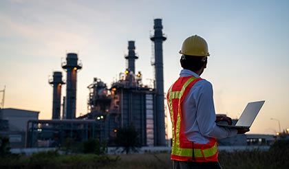 alt= a carbon storage site manager on site at a power plant