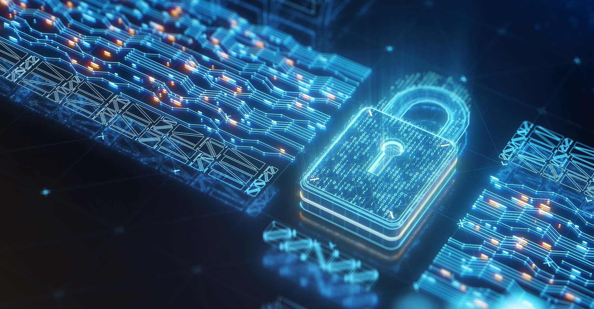alt= close up of a cyber lock made of code