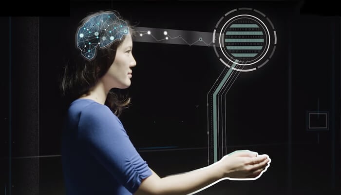 alt= a diagram of the connect between the brain and a person's arm