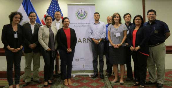 Photo: Battelle team and El Salvador partners at the Ministry of Environment (MARN).
