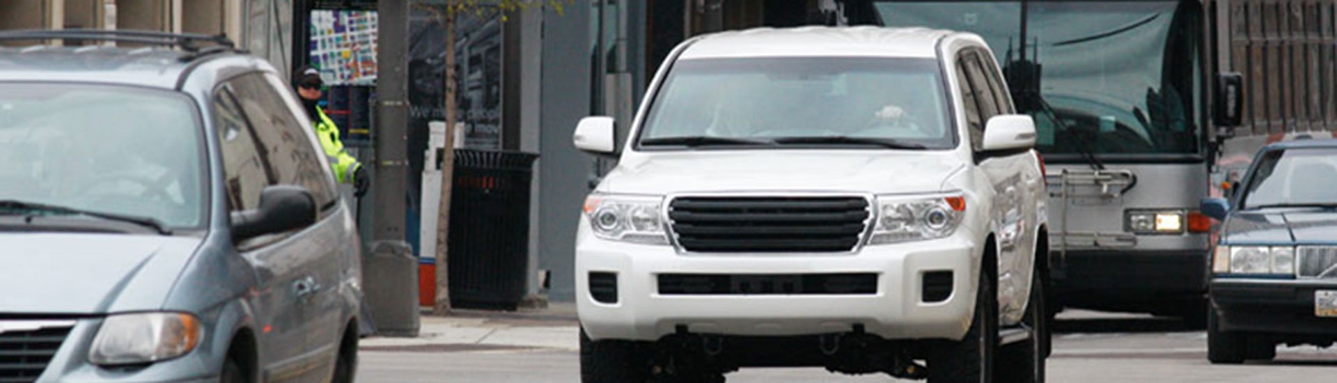 Photo: Battelle-equipped armored vehicle driving down the street