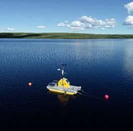 Photo: NEON boat collecting data with 'quality flags'.