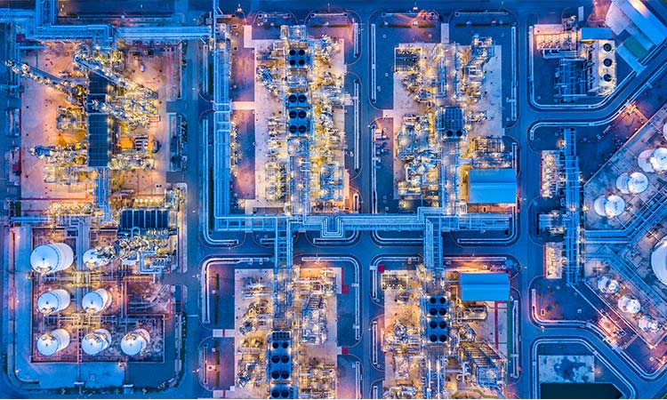 photo: birdseye view of a power plant