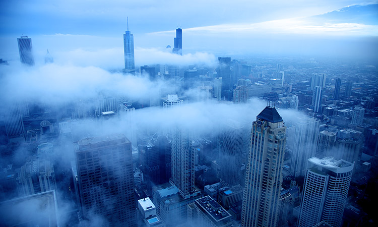 Photo: Clouds over a city skyline
