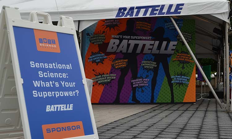 Photo: the battelle booth at the 2019 cosi science festival