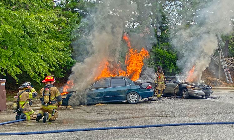 Photo: firefighter training in NC using pfas destroyed fire foam