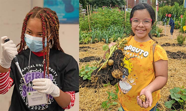 Photo: stem students at various afterschool programs funded by Battelle grants