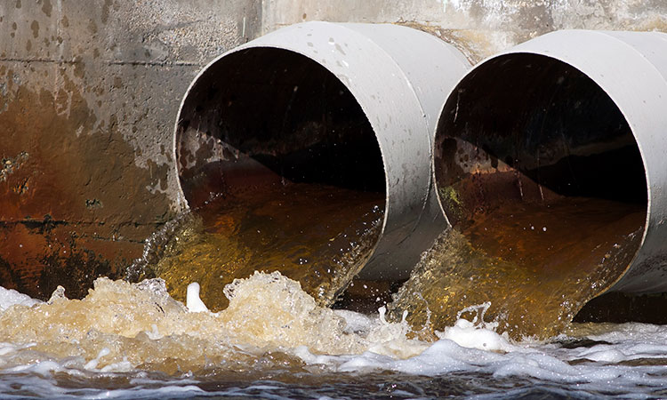 Photo: Wastewater flowing through pipes