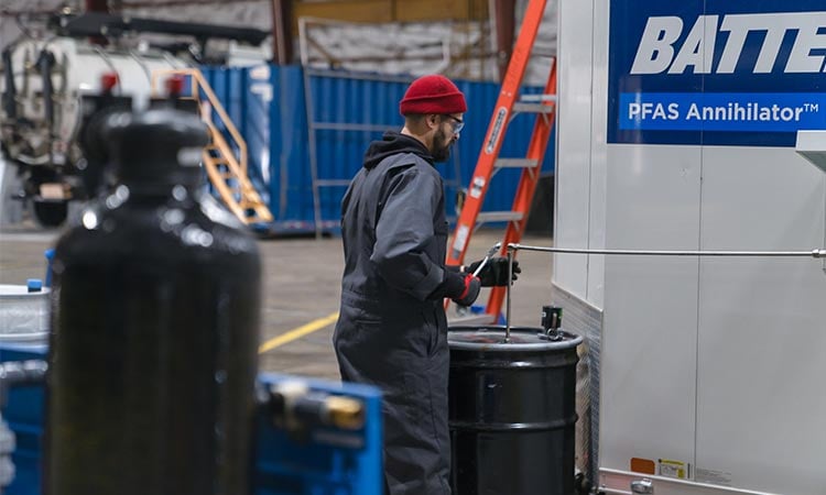 Photo: mark reyes working on the pfas annihilator mobile unit