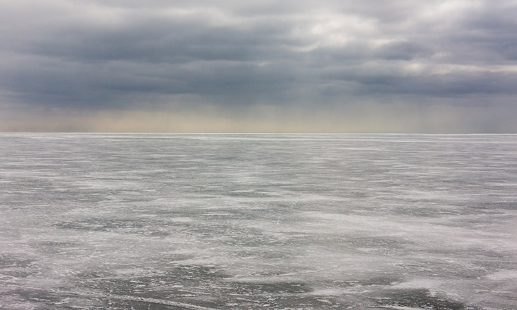Photo: Arctic sea with snow on ice