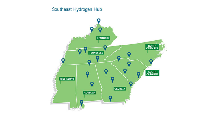 Photo: map of the southeast hydrogen hub
