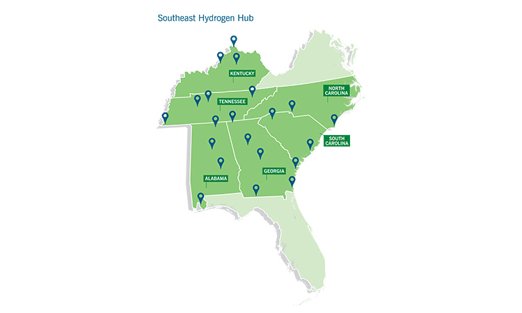 Photo: map of the southeast hydrogen hub