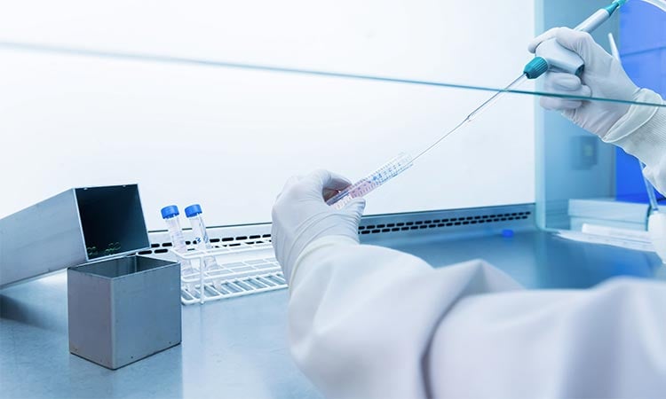 Photo: scientist putting samples in a test tube