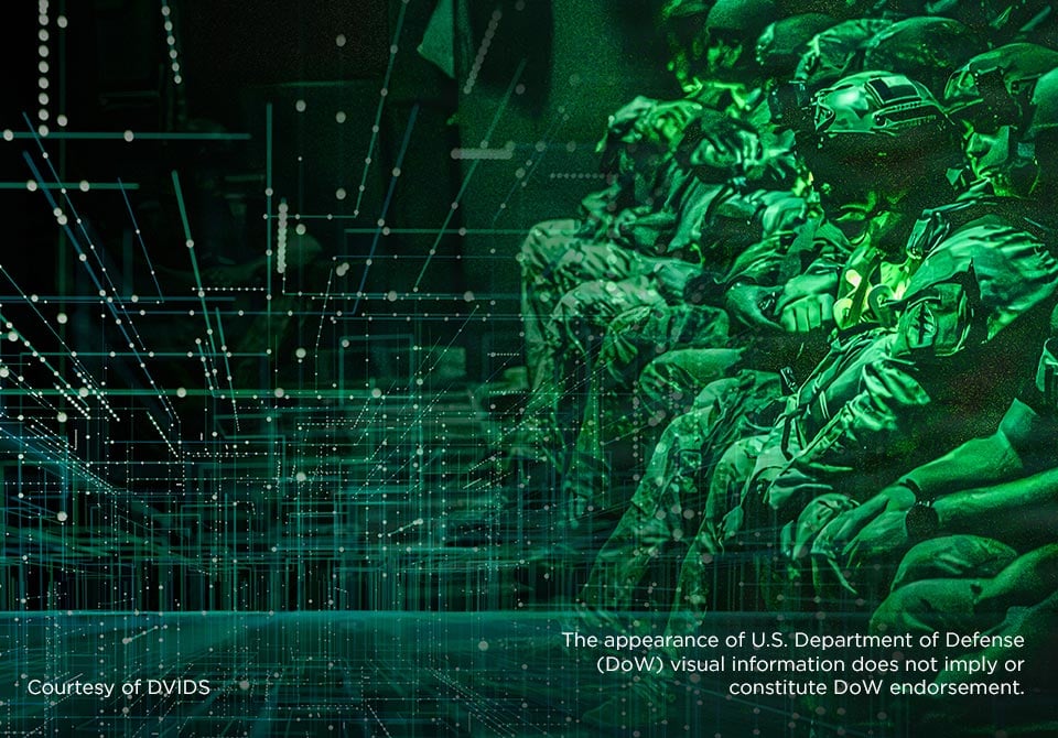alt=warfighters with optimized military health and performance preparing for a mission