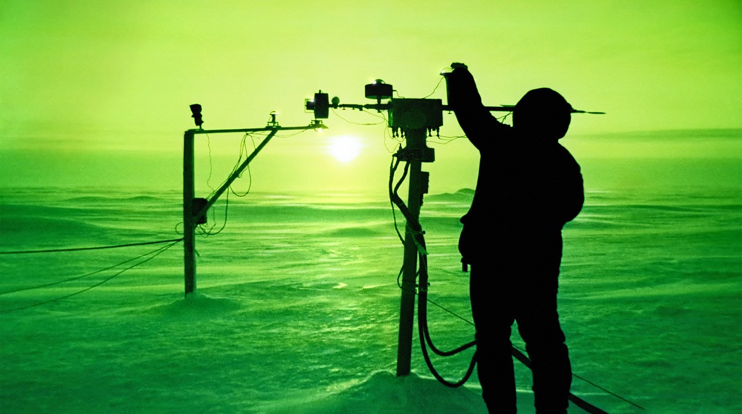 Photo: Researcher observing wildlife at NEON research location