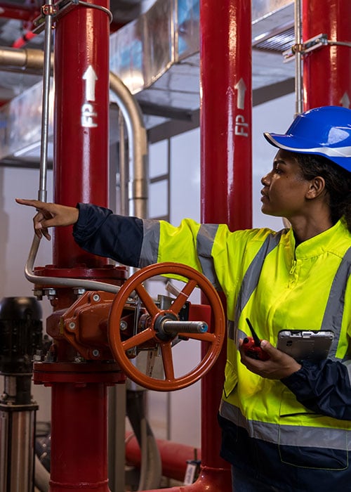 Image: Battelle expert performing a site assessment at a AFFF transition facility