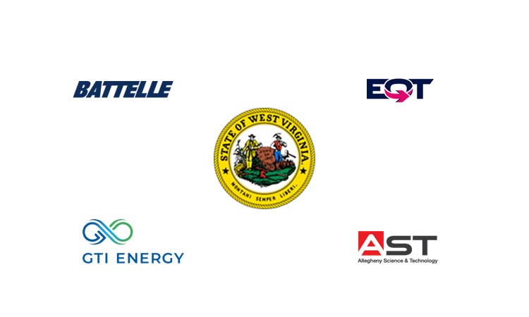 Logos for The State of West Virginia, EQT Corporation, Battelle and GTI Energy and Allegheny Science & Technology (AST),