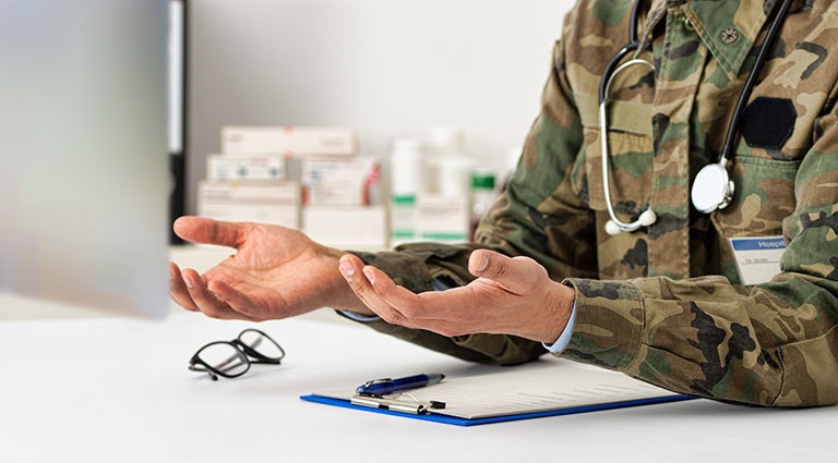 Photo: Military doctor on consulting call