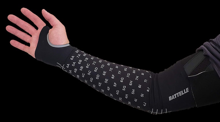 Photo: Battelle NeuroLife sleeve that uses targeted stimulation interventions to enable hand movements