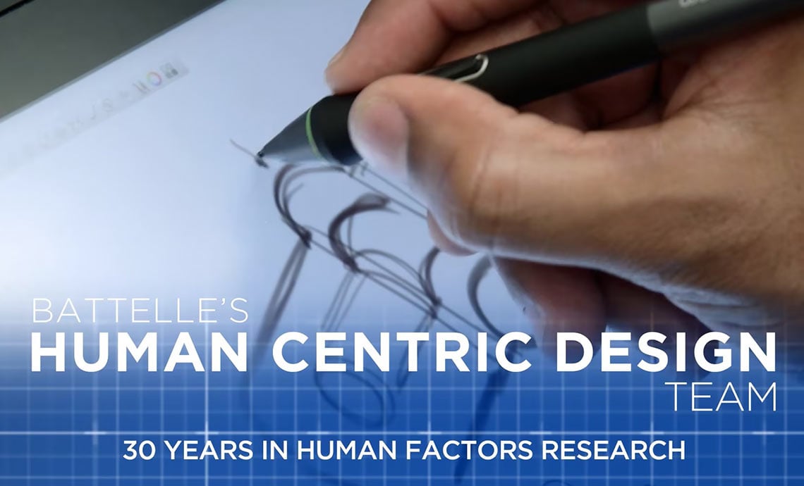 Battelle Human Centric Design Photo: Researcher sketching on a tablet