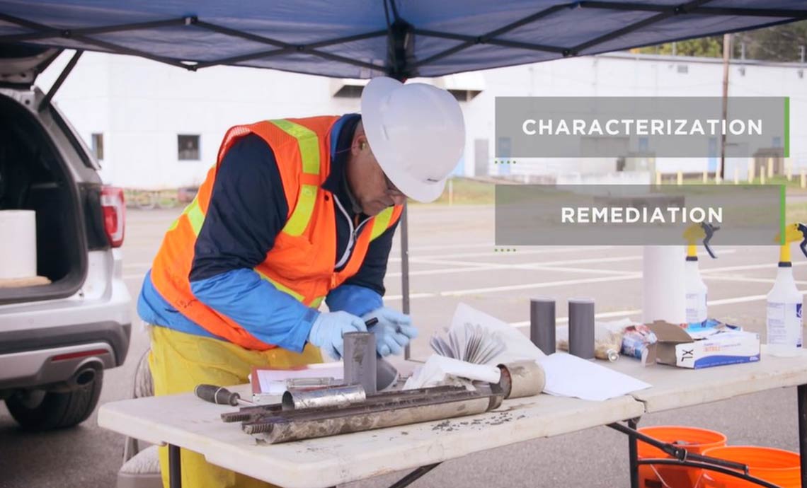 Contaminated Site Characterization and Remediation at Battelle Photo: engineer working at a restored site