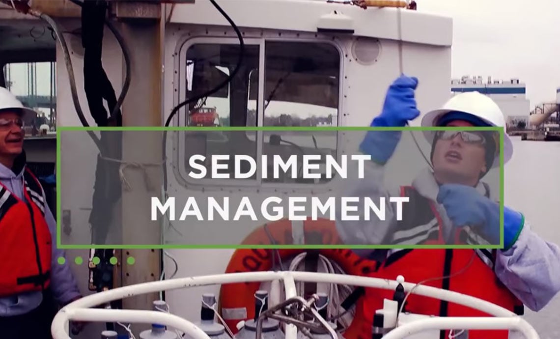 Sediment Management at Battelle Photo: Workers at a sediment management site