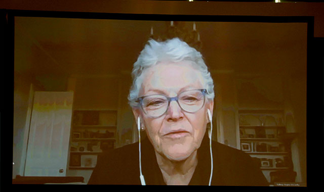 Photo: Gina Mccarthy presenting at the conference on innovations in climate resilience