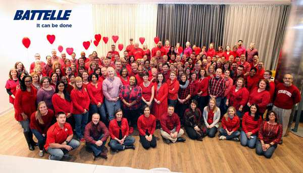 Battelle employees wear red