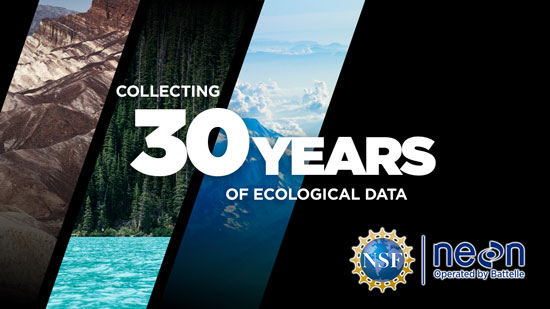 Photos of Air, Water and Land with National Ecological Observatory Network Logo